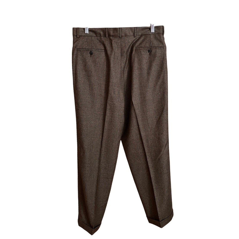 Cortina Mens Pants 36x30 Brown Wool Cashmere Pleated Dress Cuffed Made in Canada - Picture 3 of 10